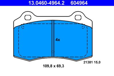 Комплект тормозных колодок, дисковый тормоз ATE 13.0460-4964.2 для VOLVO V70