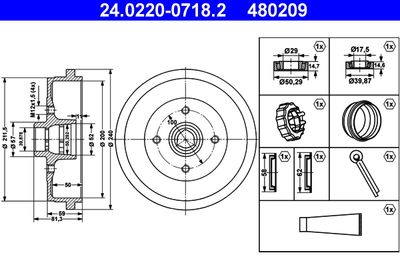 Тормозной барабан ATE 24.0220-0718.2 для VW VENTO