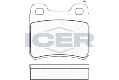 комплект спирачно феродо, дискови спирачки ICER 181023