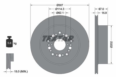 Тормозной диск TEXTAR 92150400 для LEXUS LS