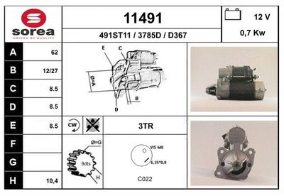 Стартер EAI 11491 для FIAT 850