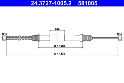 Тросик, cтояночный тормоз ATE 24.3727-1005.2 для RENAULT SUPER