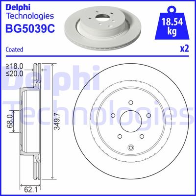 Тормозной диск DELPHI BG5039C для INFINITI QX70