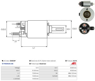 Elektromagnetický spínač, startér AS-PL SS5024P