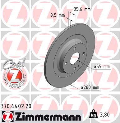 Тормозной диск ZIMMERMANN 370.4402.20 для FIAT 124