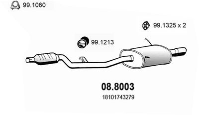 Средний / конечный глушитель ОГ ASSO 08.8003 для BMW Z3