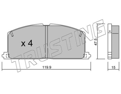 Zestaw klocków hamulcowych, hamulce tarczowe TRUSTING 110.0