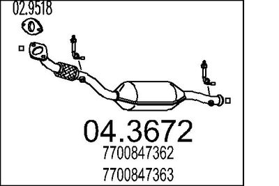 Катализатор MTS 04.3672 для NISSAN KUBISTAR