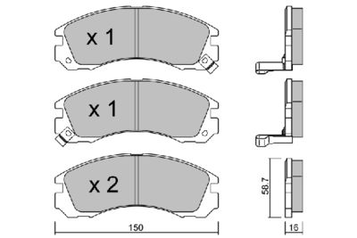 Комплект тормозных колодок, дисковый тормоз AISIN BPMI-1902 для MITSUBISHI DIAMANTE