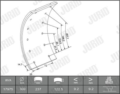 Комплект тормозных башмаков, барабанные тормоза JURID 1735105460 для MERCEDES-BENZ T2/LN1