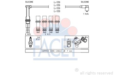 Комплект проводов зажигания FACET 4.9607 для ALFA ROMEO GT