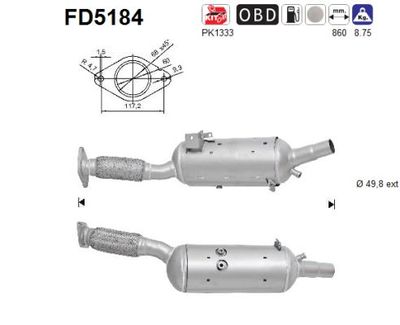 Filtr sadzy / filtr cząstek stałych, układ wydechowy AS FD5184