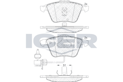 комплект спирачно феродо, дискови спирачки ICER
