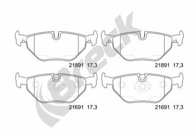 Bromsbeläggssats, skivbroms BRECK 21691 00 702 00