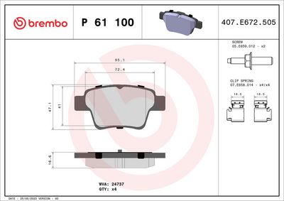 Комплект тормозных колодок, дисковый тормоз P 61 100