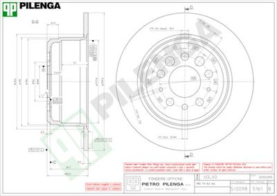 Тормозной диск PILENGA 5161 для VOLVO 164