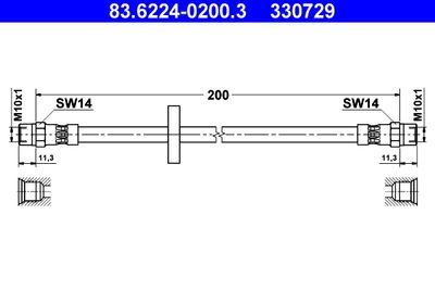 Тормозной шланг ATE 83.6224-0200.3 для AUDI CABRIOLET