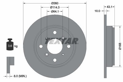 Тормозной диск TEXTAR 92114300 для HONDA PRELUDE