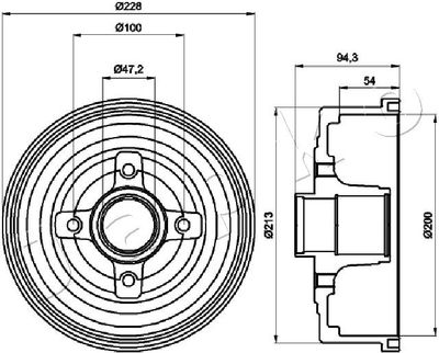 JAPKO 560412 Тормозной барабан для OPEL CORSA C (X01) 1.7 CDTI (F08, F68) JAPKO 560412 Тормозной барабан для OPEL CORSA C (X01) 1.7 CDTI (F08, F68)