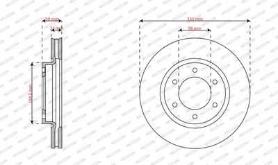 Remschijf set (2 stuks) Voor Links/Rechts past: FORD RANGER 2.0D-3.2D 04.11-