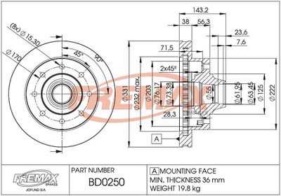 Тормозной диск FREMAX BD-0250 для FORD USA F-250