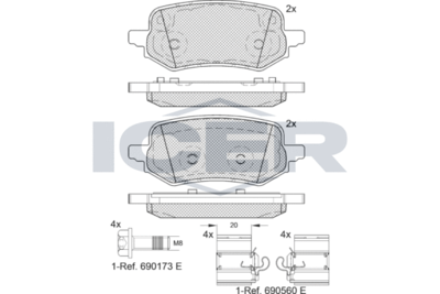 Комплект тормозных колодок, дисковый тормоз ICER 182405 для FORD PUMA