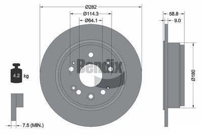 BENDIX Braking BDS1859 Тормозные диски  для HONDA CROSSROAD (Хонда Кроссроад)