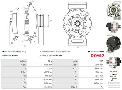 GENERATOR / ALTERNATOR AS-PL A6106DENSO 4
