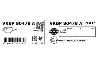 Brake Pad Set, disc brake VKBP 80478 A