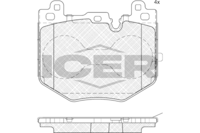 комплект спирачно феродо, дискови спирачки ICER 182551
