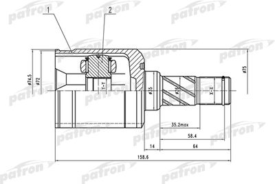 Шарнирный комплект, приводной вал PATRON PCV1530 для MAZDA 323