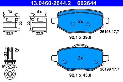 Комплект тормозных колодок, дисковый тормоз 13.0460-2644.2
