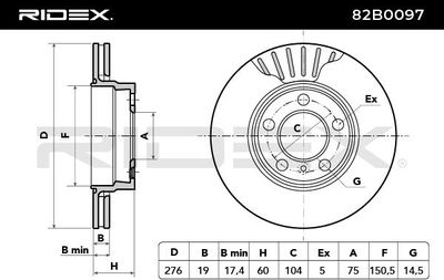 спирачен диск RIDEX 82B0097