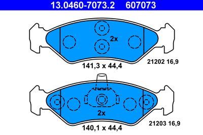 Комплект тормозных колодок, дисковый тормоз ATE 13.0460-7073.2 для MAZDA 121