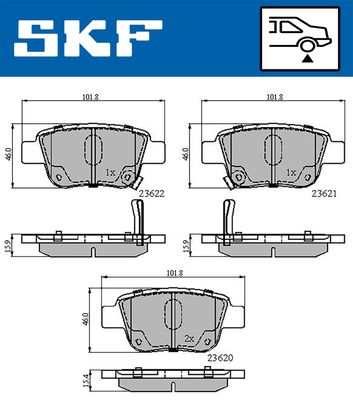 Комплект тормозных колодок, дисковый тормоз SKF VKBP 90384 A для TOYOTA ALPHARD