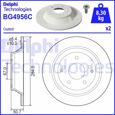 Тормозной диск DELPHI BG4956C для SSANGYONG XLV