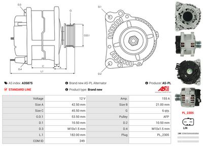 GENERATOR / ALTERNATOR AS-PL A3587S 4
