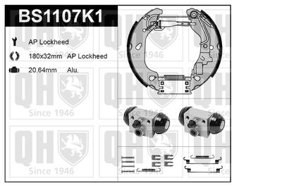 QUINTON HAZELL BS1107K1 Ремкомплект барабанных колодок  для FIAT PUNTO (188_) 1.9 JTD
