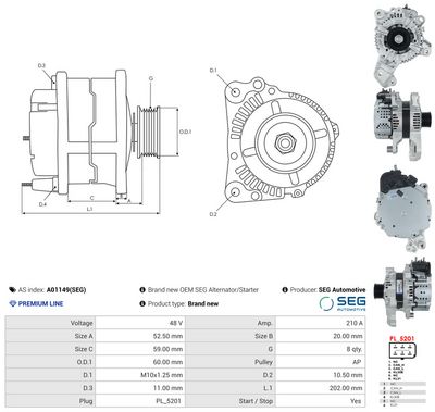 GENERATOR / ALTERNATOR AS-PL A01149SEG 4