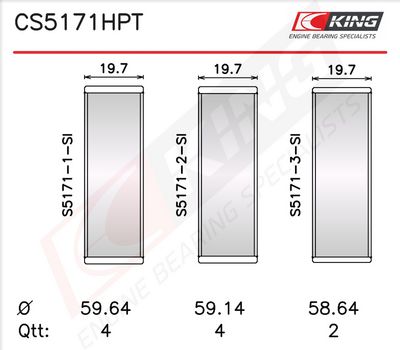 лагер (втулка) на разпределителния вал KING CS5171HPT