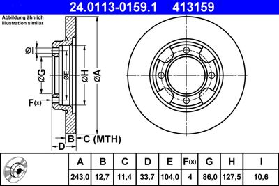 Тормозной диск ATE 24.0113-0159.1 для MITSUBISHI TREDIA
