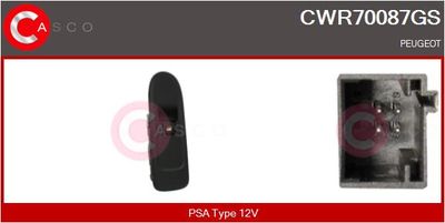 Выключатель, стеклолодъемник CASCO CWR70087GS для PEUGEOT 308
