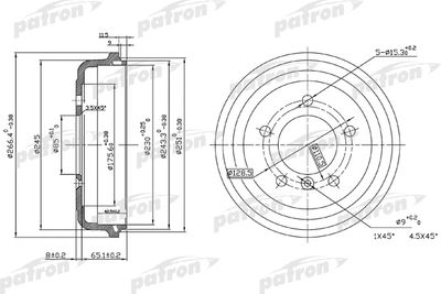 Тормозной барабан PATRON PDR1095 для MERCEDES-BENZ T1/TN