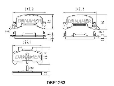 Комплект тормозных колодок, дисковый тормоз DANAHER DBP1263 для CHEVROLET CORSICA