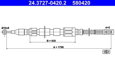 Тросик, cтояночный тормоз ATE 24.3727-0420.2 для MERCEDES-BENZ T1