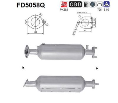 Filtr sadzy / filtr cząstek stałych, układ wydechowy AS FD5058Q