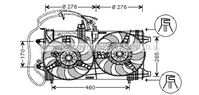 Вентилятор, охлаждение двигателя AVA QUALITY COOLING FT7518 для FIAT PUNTO
