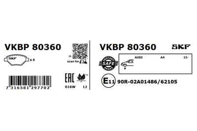 Brake Pad Set, disc brake VKBP 80360