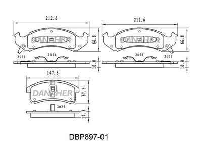 Комплект тормозных колодок, дисковый тормоз DANAHER DBP897-01 для CADILLAC FLEETWOOD