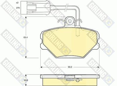 Комплект тормозных колодок, дисковый тормоз GIRLING 6108521 для FSO POLONEZ